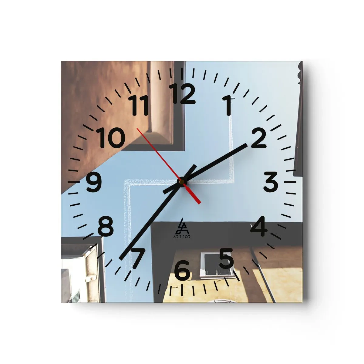 Wall clock - Clock on glass - Above City Maze - 40x40 cm