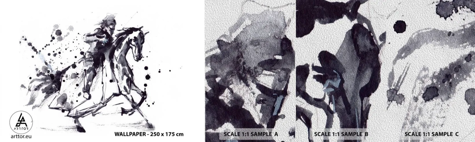 Photo Wallpaper Sample Premium Sand - Black Knight - Abstraction, Knight On Horseback, Knight's armor - 100x30 cm