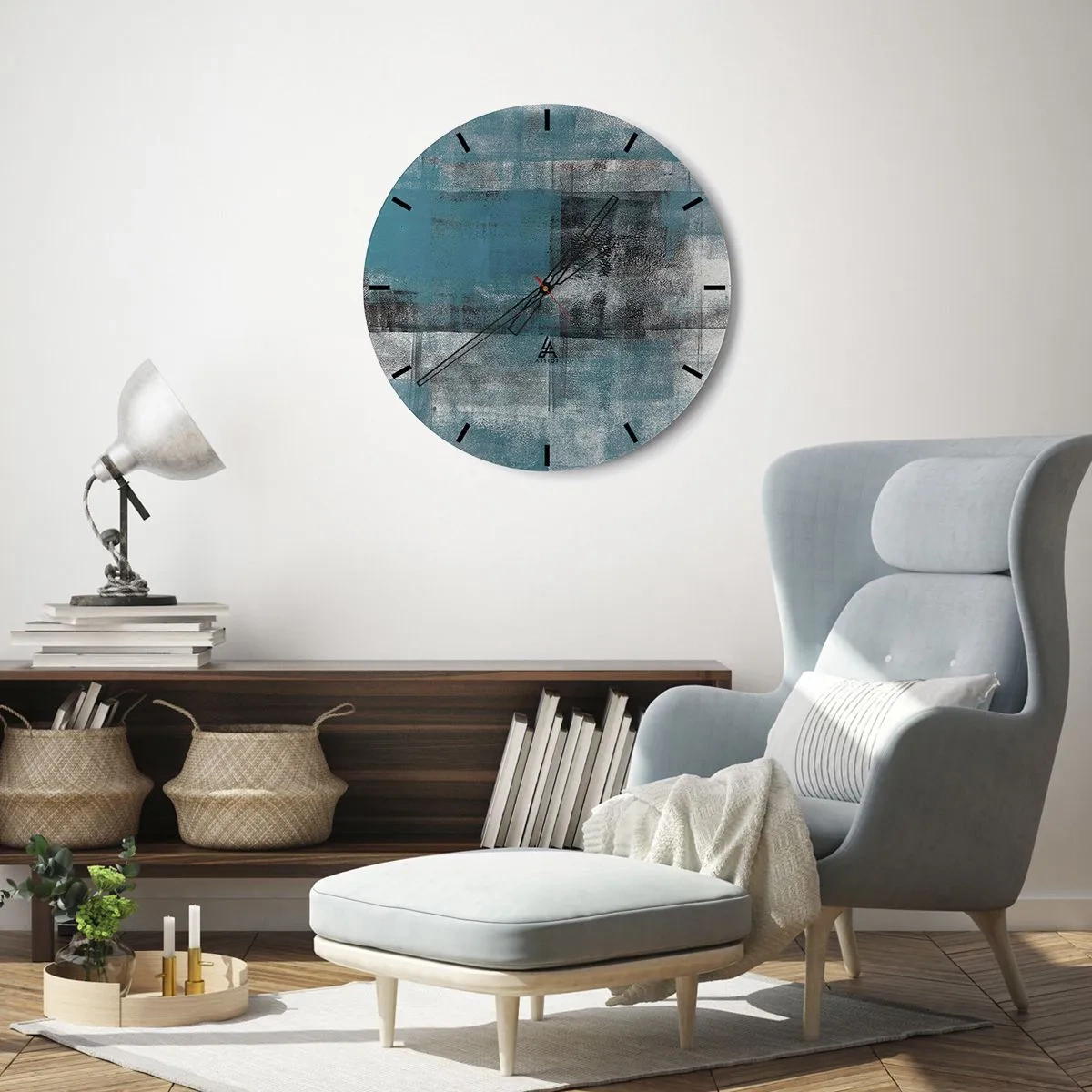 Wall clock - Clock on glass - Water and Air - 40x40 cm