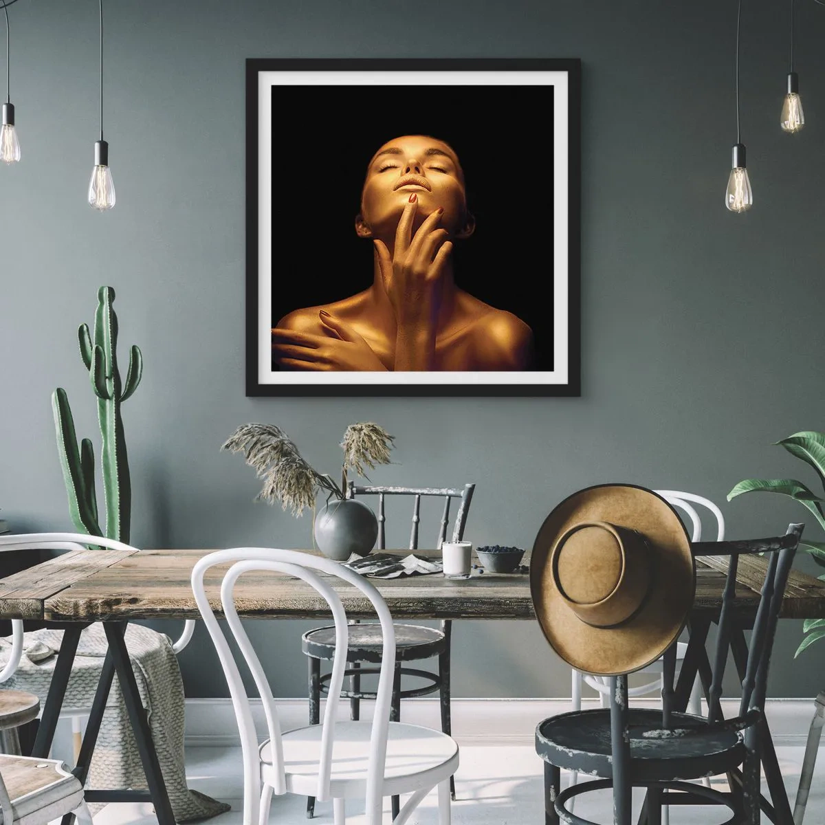 Poster in black frame - Like Golden Silk - 50x50 cm