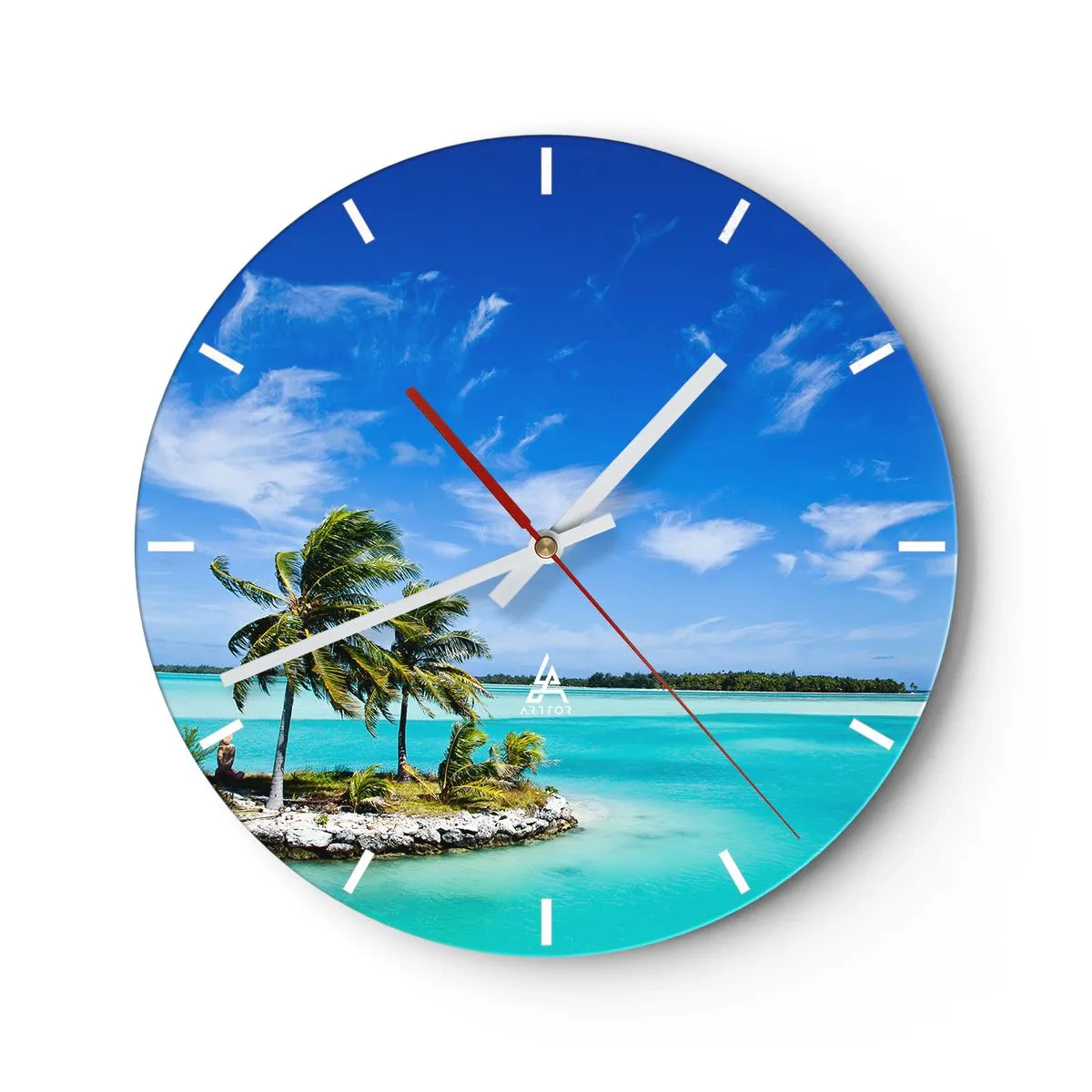 Wall clock - Clock on glass - Paradise on Earth - 40x40 cm