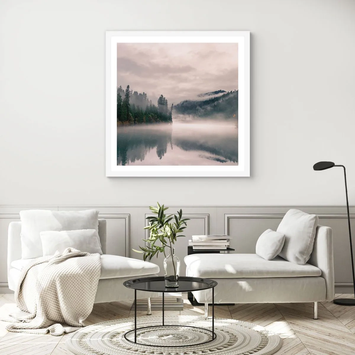 Poster in white frmae - Musing in the Fog - 40x40 cm