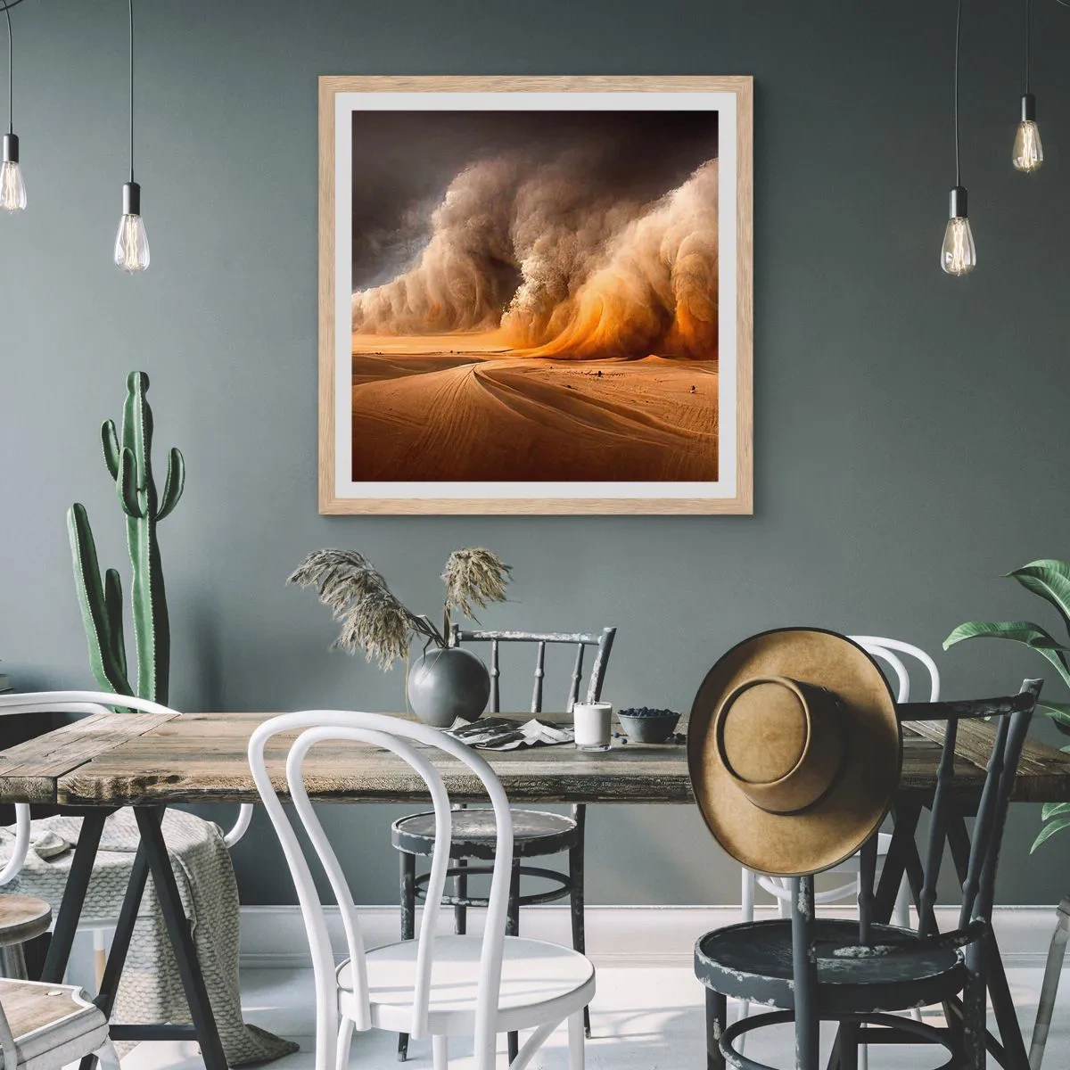 Poster in light oak frame - Rage of the Desert - 50x50 cm
