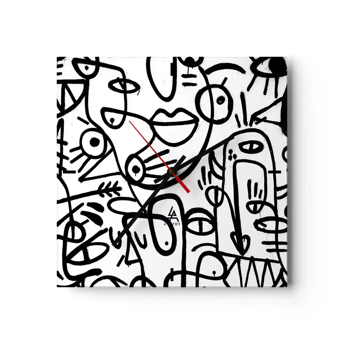 Wall clock - Clock on glass - Faces and Mirages - 30x30 cm