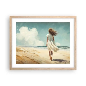 Poster in light oak frame - Meeting the Sun aand the Wind - 50x40 cm