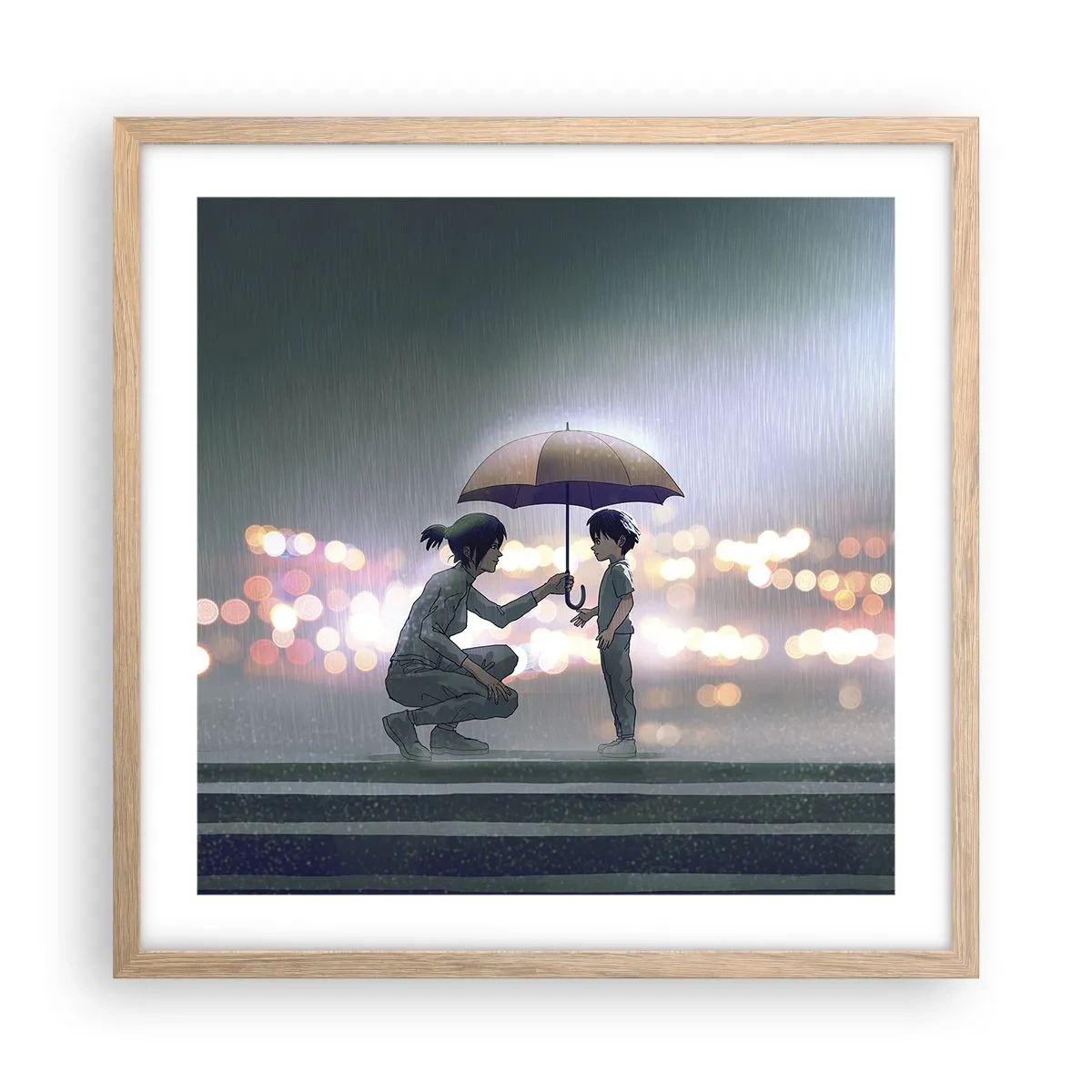Poster in light oak frame - And Everything Is All Right - 50x50 cm