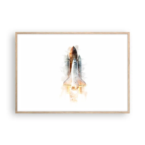 Poster in light oak frame - Explorers Get Ready - 100x70 cm