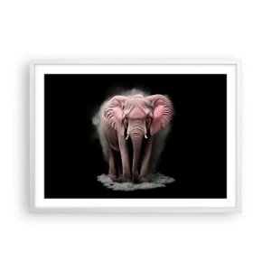Poster in white frmae - Don't Think About a Pink Elephant! - 70x50 cm