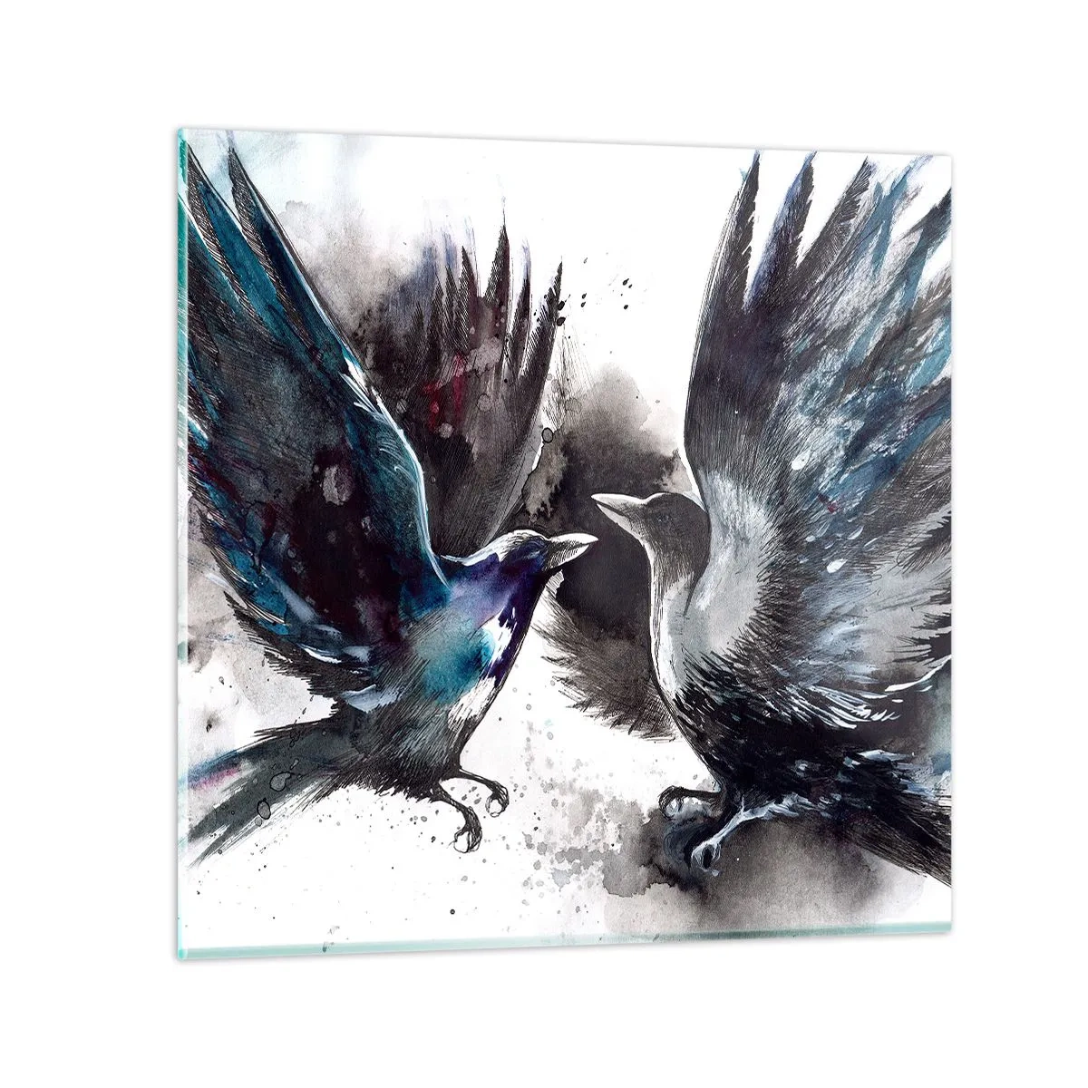 Glass picture - Two Crows - 60x60 cm