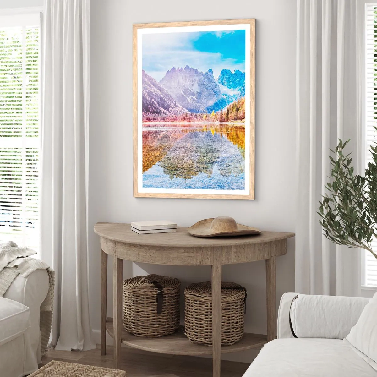 Poster in light oak frame - It's Autumn in the Mountains - 50x70 cm