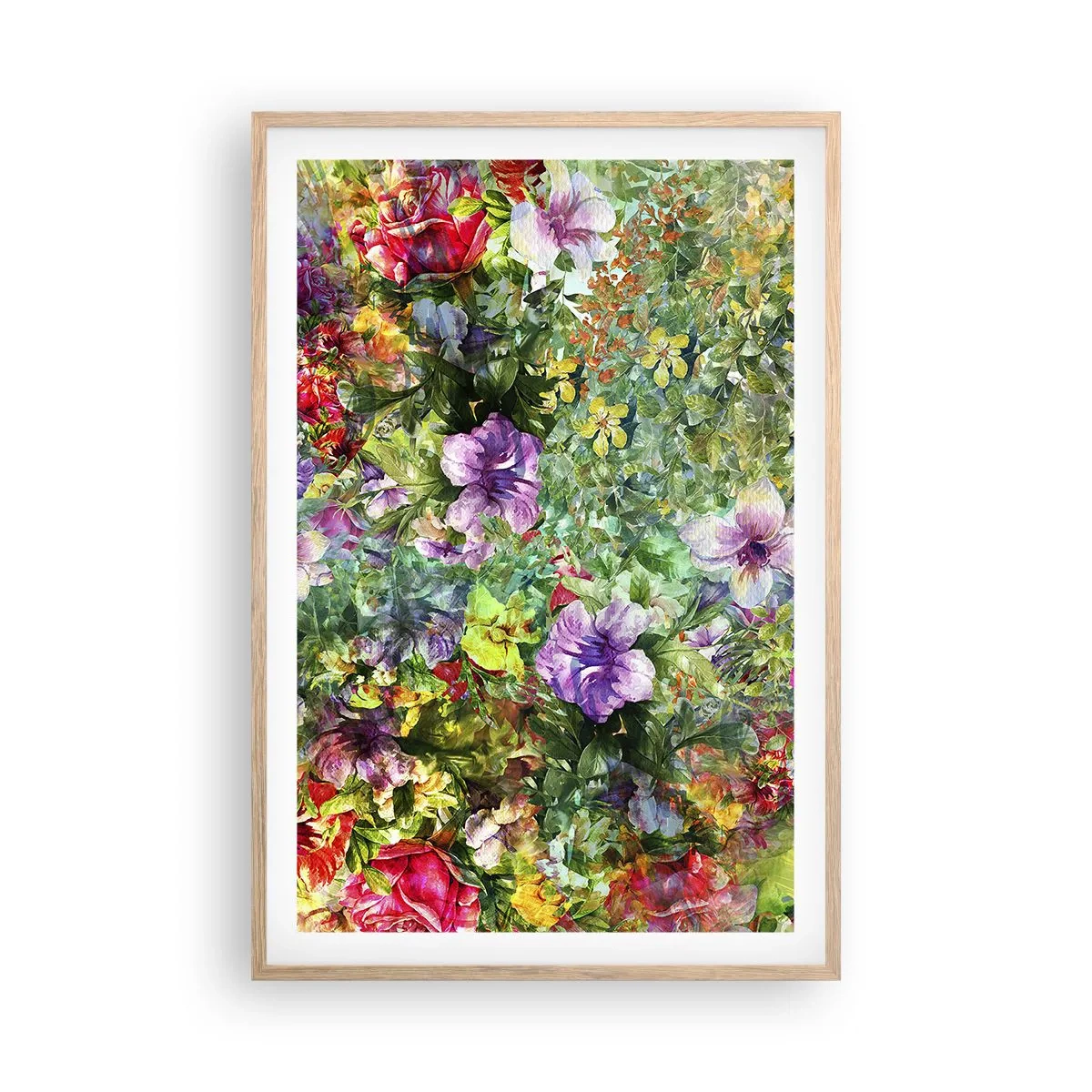 Poster in light oak frame - Lost in the Flowers - 61x91 cm
