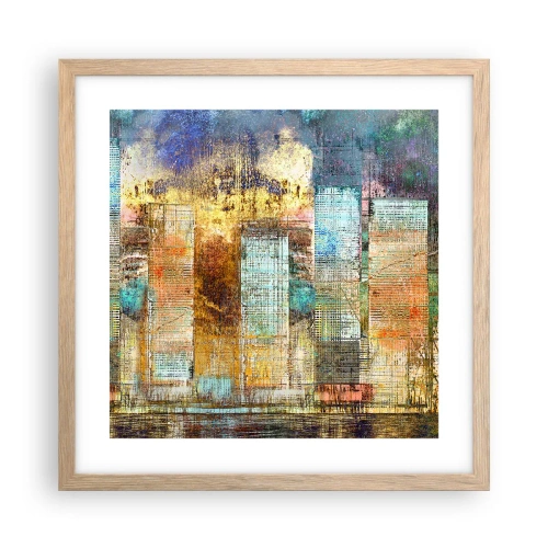 Poster in light oak frame - Sunny Metropolis - 40x40 cm