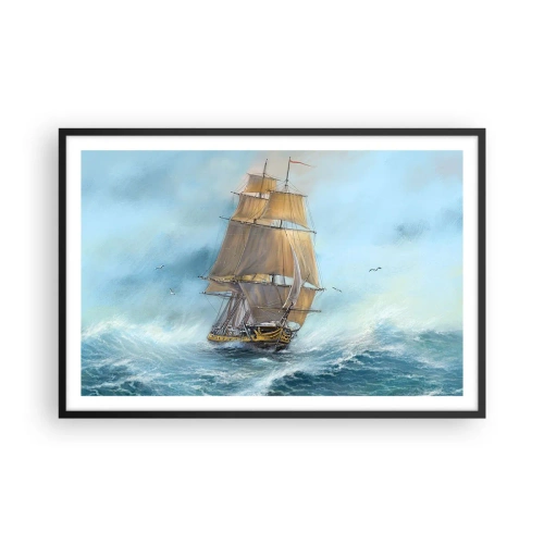 Poster in black frame - Gliding on the Waves - 91x61 cm