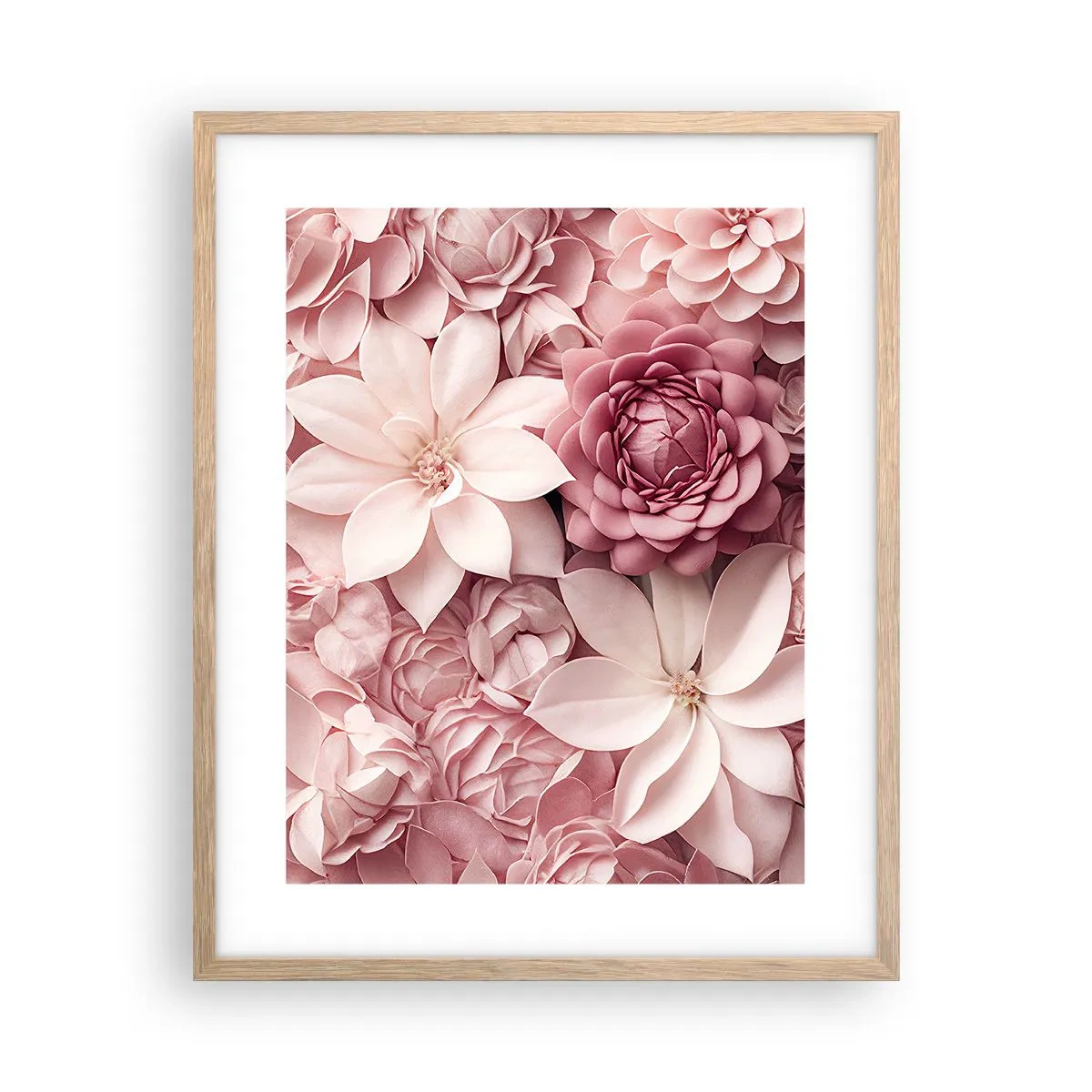 Poster in light oak frame - In Pink Petals - 40x50 cm