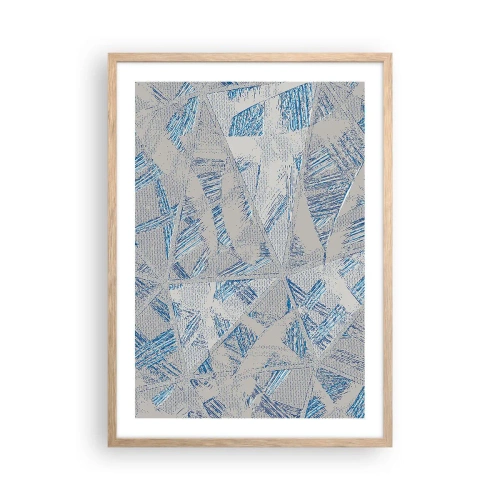 Poster in light oak frame - In Blue and Grey Maze - 50x70 cm