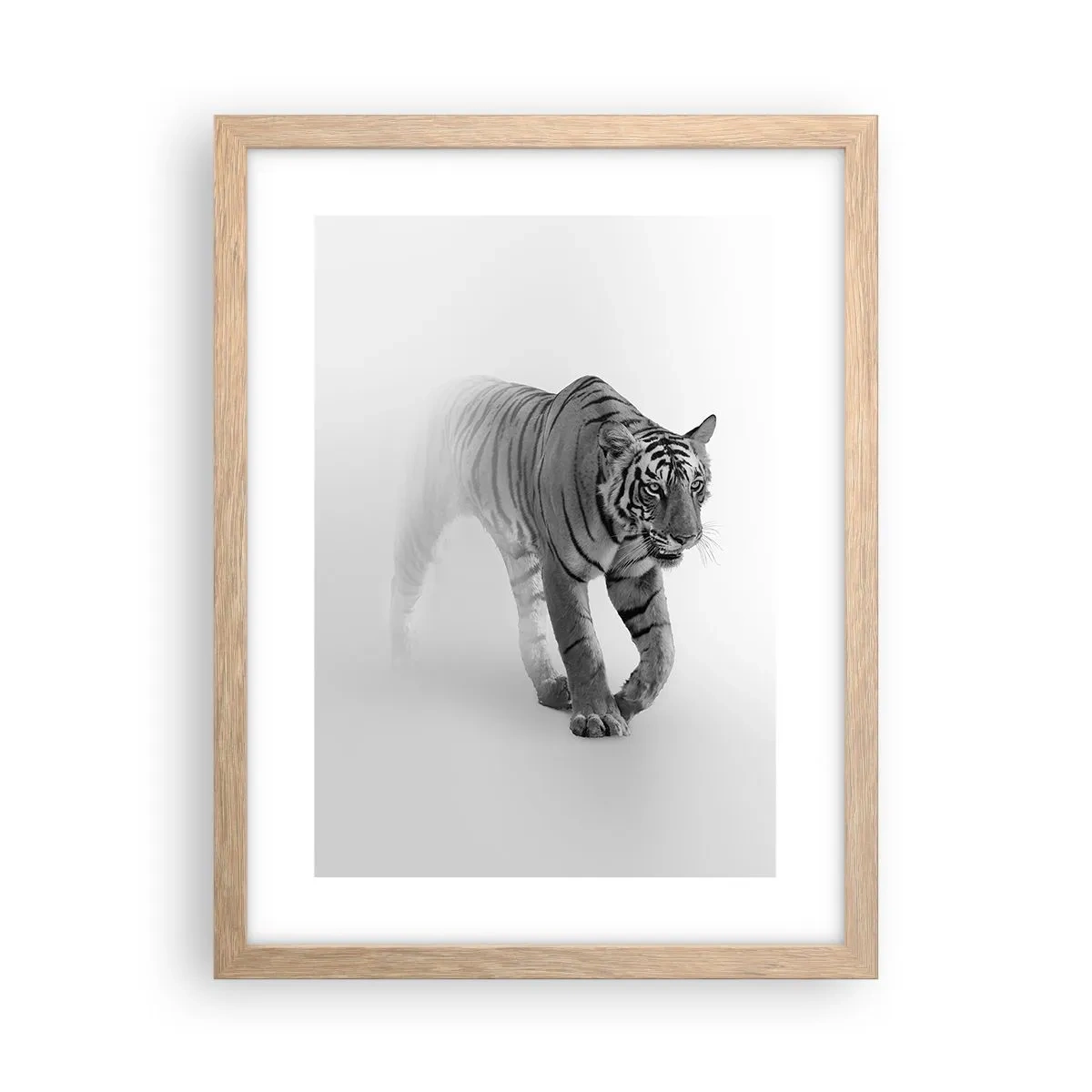 Poster in light oak frame - Crouching in Fog - 30x40 cm