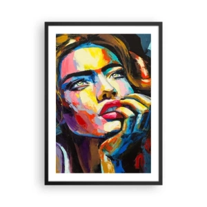 Poster in black frame - A striking, colorful portrait of a woman in an expressive style. - 50x70cm - Dreams Like Birds Flying in the Sky - Modern wall decoration for the living room and bedroom ARTTOR