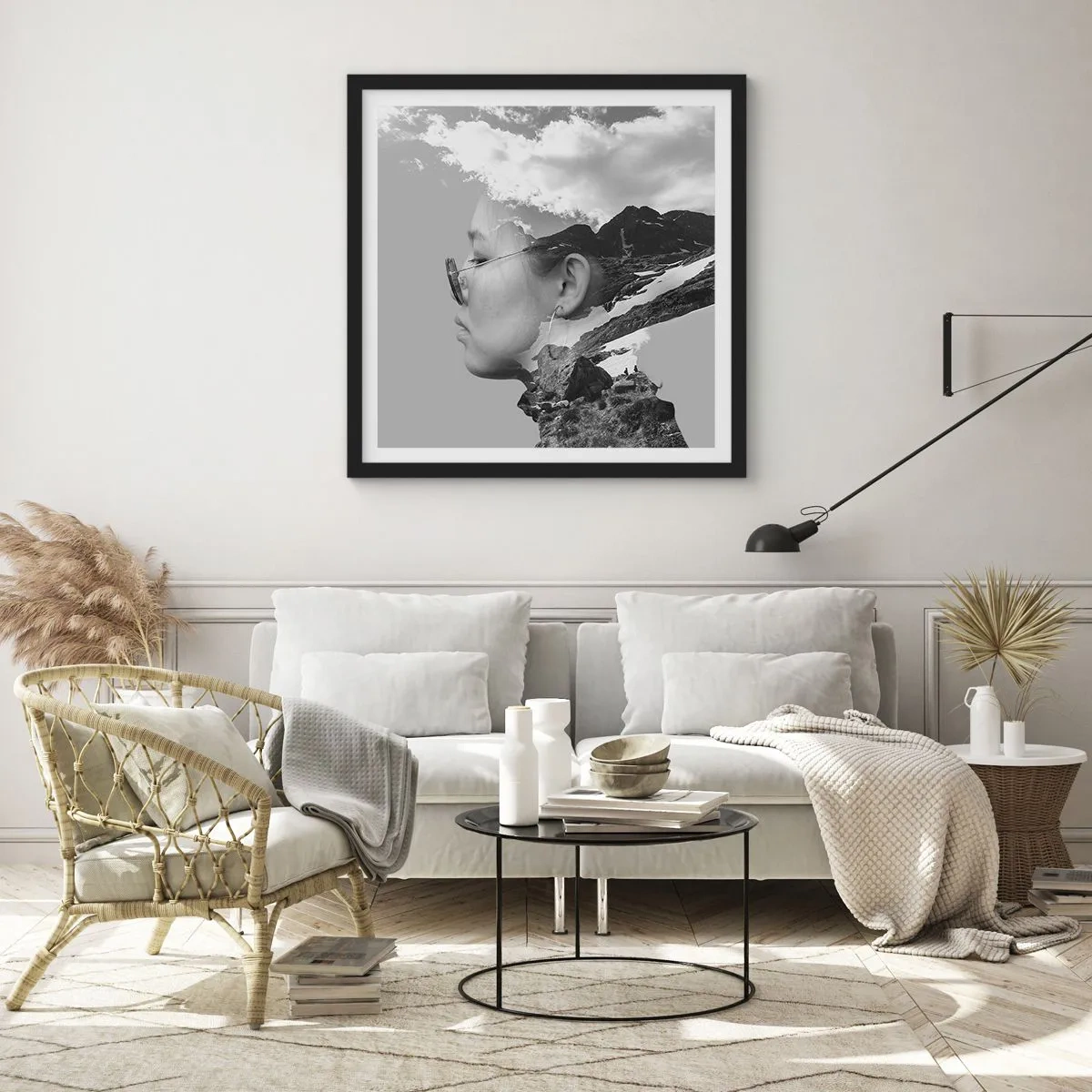 Poster in black frame - Cloudy Portrait - 40x40 cm