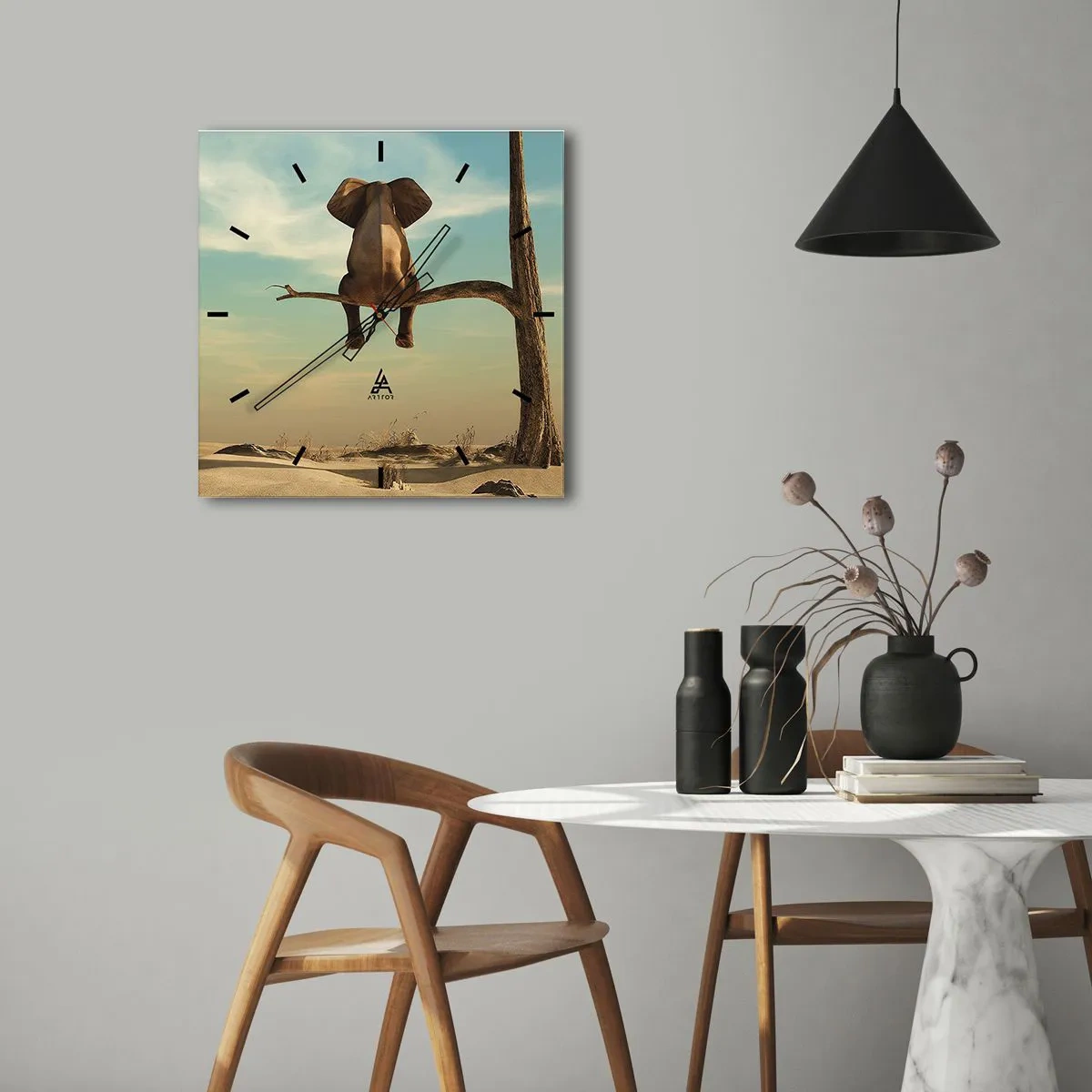 Wall clock - Clock on glass - New Point of View - 30x30 cm