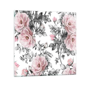 Glass picture - Getting Lost in Rose Flowers - 50x50 cm