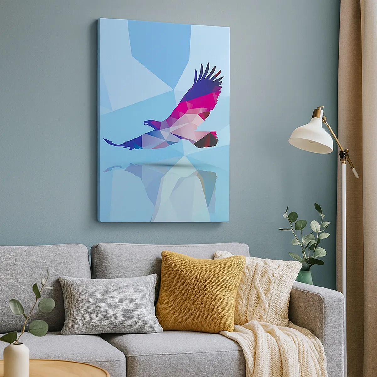 Canvas picture - Eagle in a Lilac Crystal - 50x70 cm