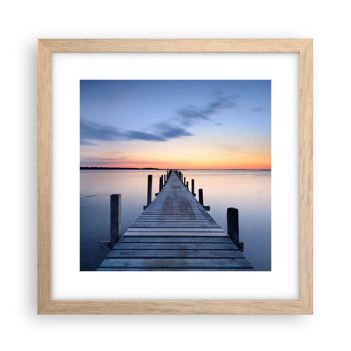 Poster in light oak frame - Calm of a Quiet Dusk - 30x30 cm