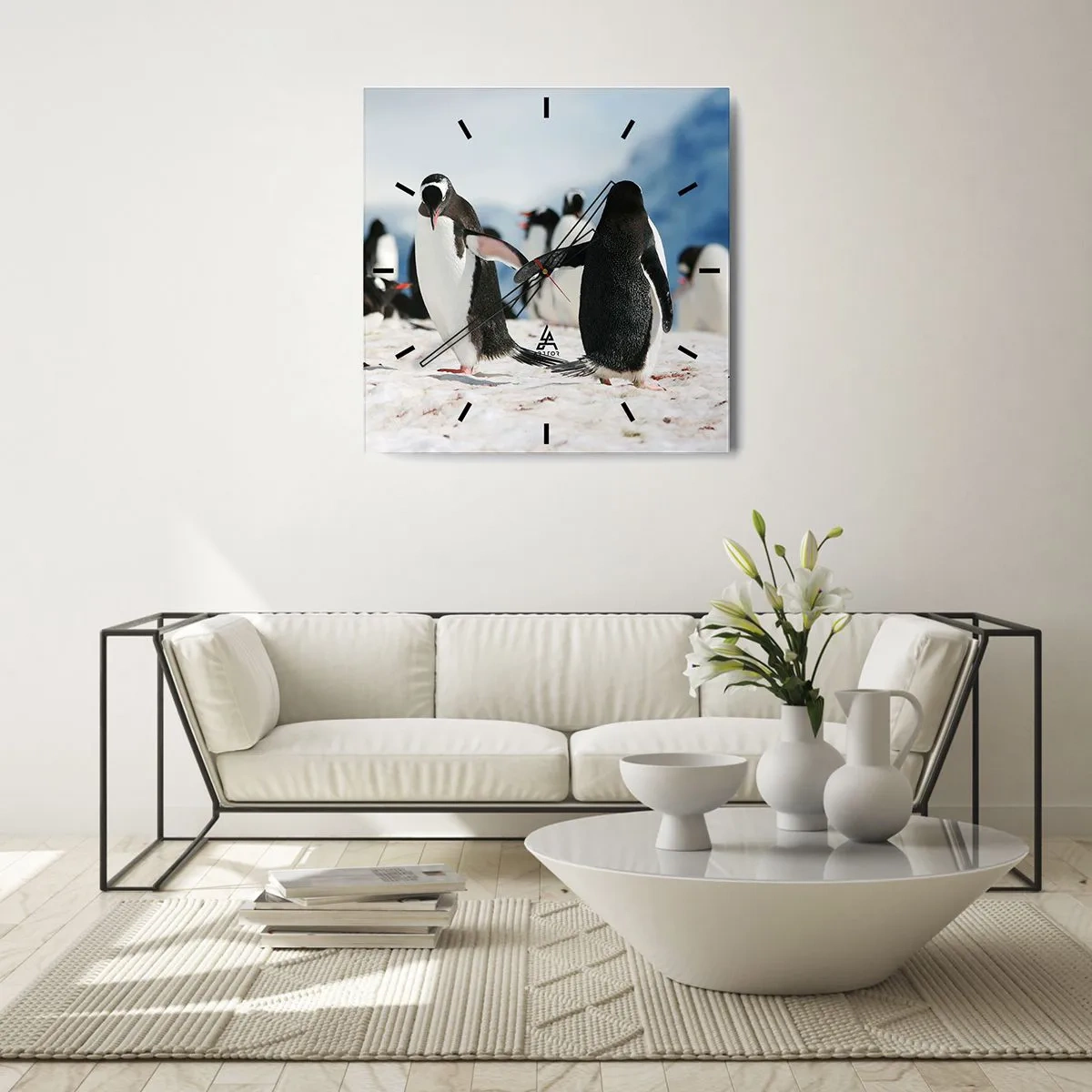 Wall clock - Clock on glass - Dance in the Snow - 30x30 cm