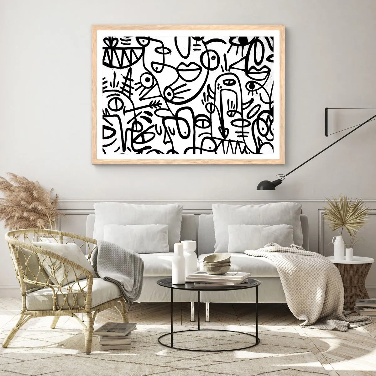 Poster in light oak frame - Faces and Mirages - 70x50 cm
