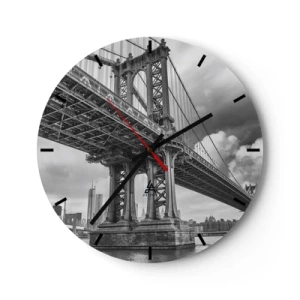 Wall clock - Clock on glass - To the Heart of a City - 40x40 cm