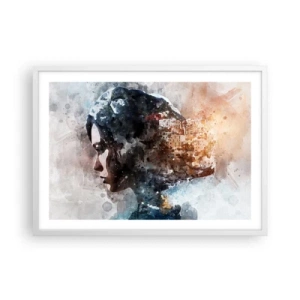 Poster in white frmae - Tale about a Girl with a City in the Background - 70x50 cm