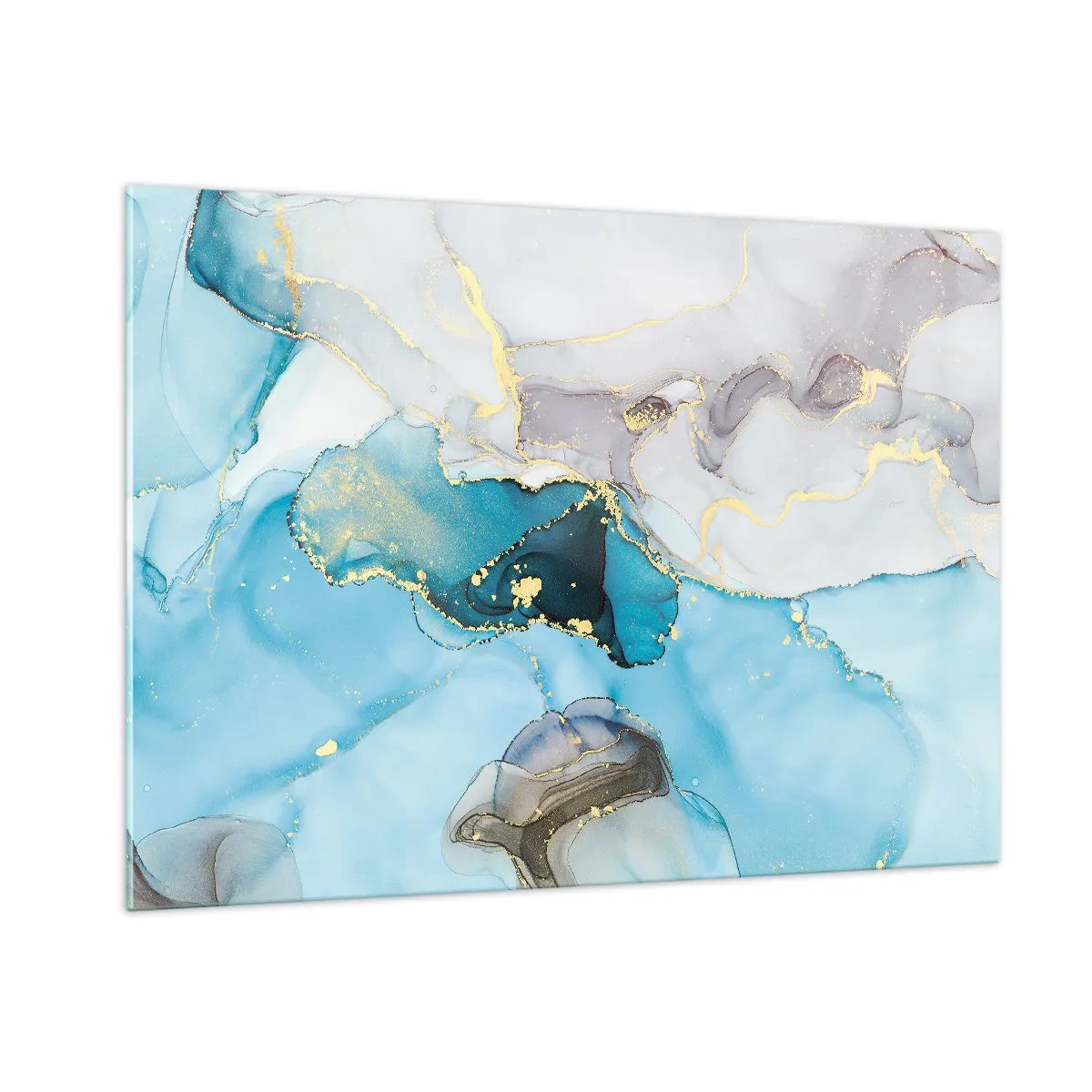 Glass picture - Study in Grey and  Turquoise Encounter - 100x70 cm