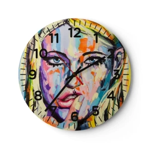 Wall clock - Clock on glass - Look Her Straight in the Eyes - 30x30 cm