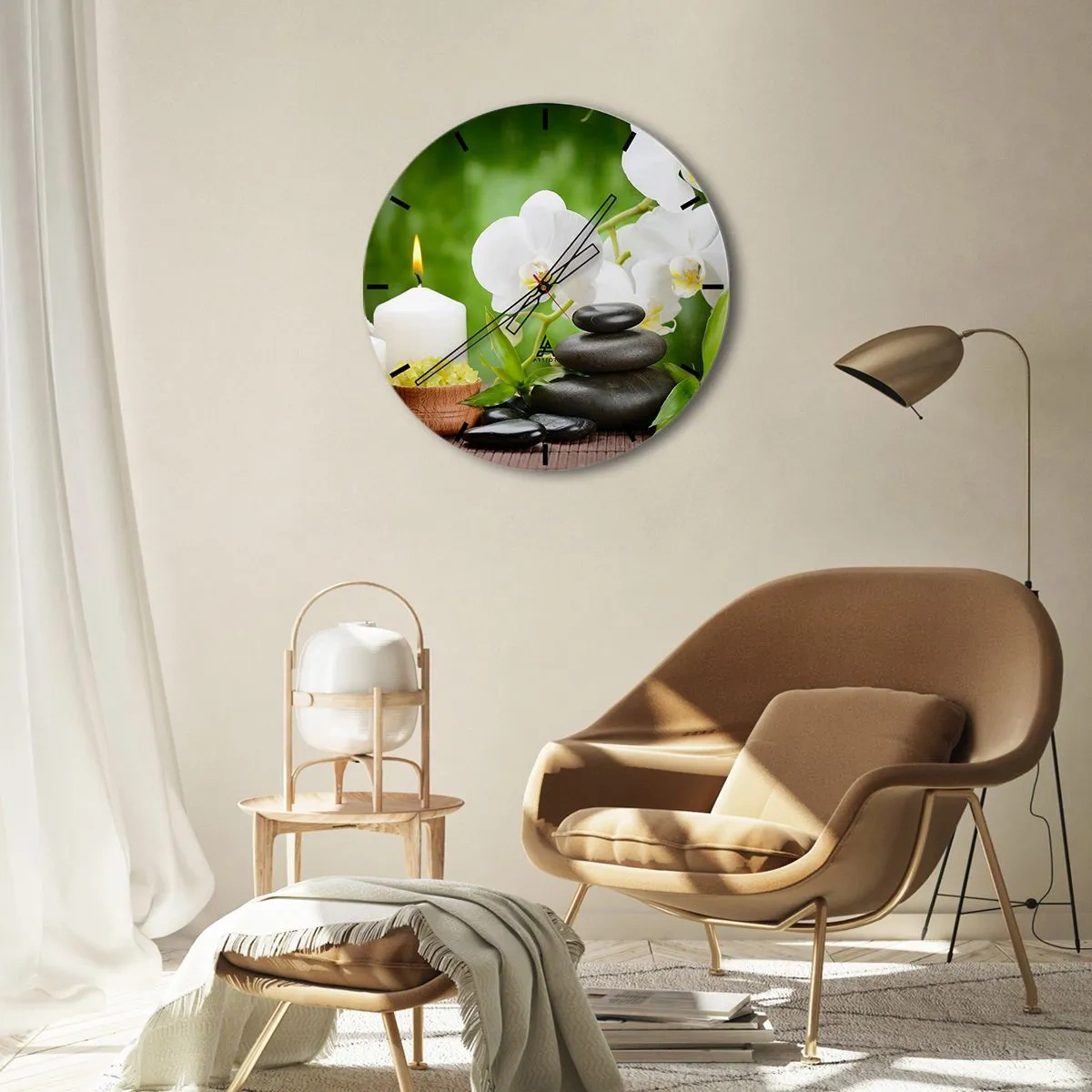 Wall clock - Clock on glass - Fragrant, Flowery, Delicate Touch - 40x40 cm