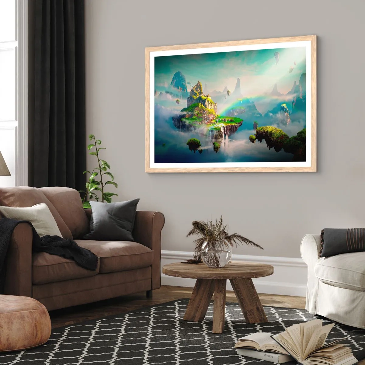 Poster in light oak frame - Internal Heaven - Happy Islands - 50x40 cm