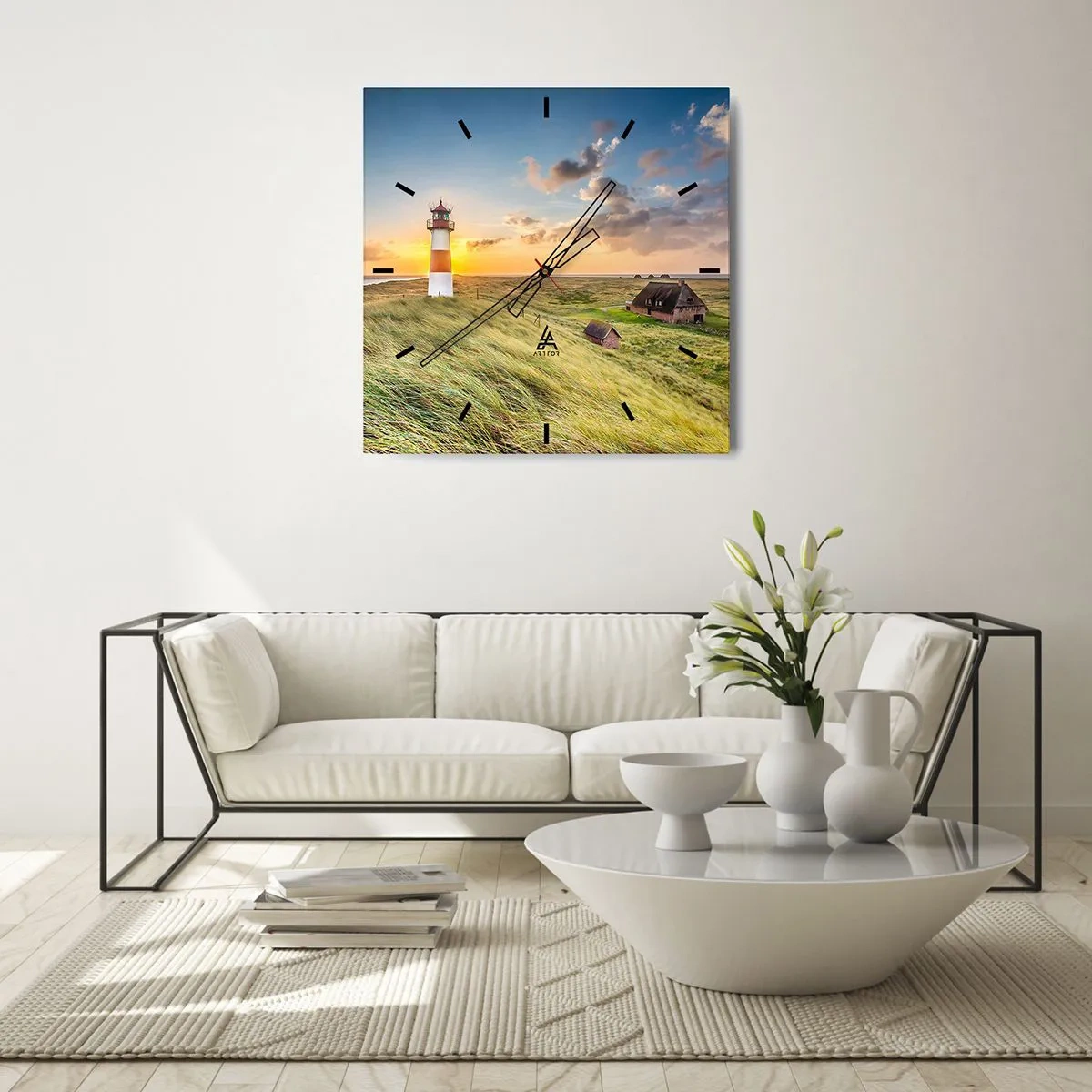 Wall clock - Clock on glass - Between Waves - 40x40 cm