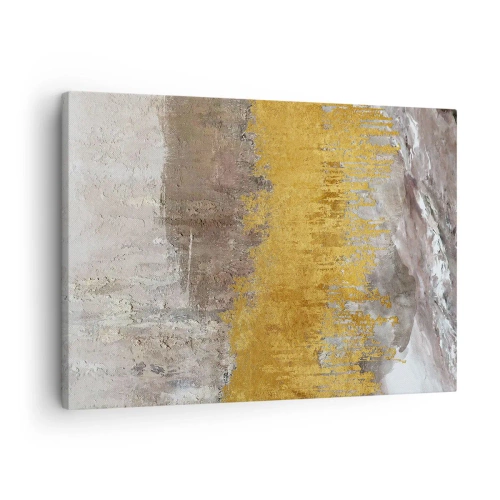 Canvas picture - Gold and beige abstract pattern - 70x50cm - Golden Blast - Modern wall decoration for the living room and bedroom ARTTOR