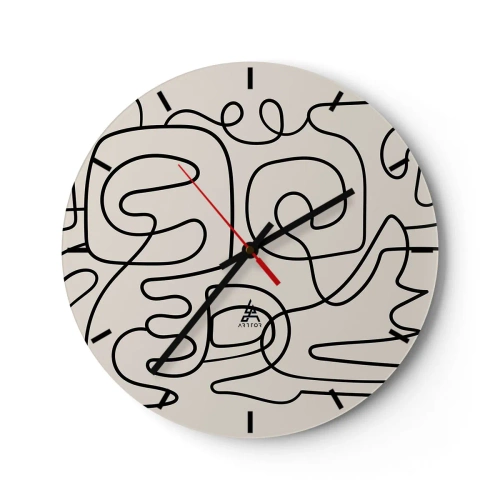 Wall clock - Clock on glass - Tracing - 40x40 cm