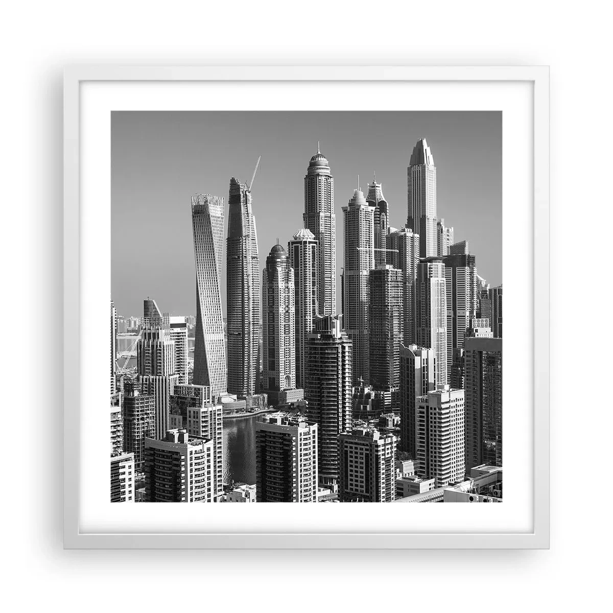 Poster in white frmae - City over a Desert - 50x50 cm
