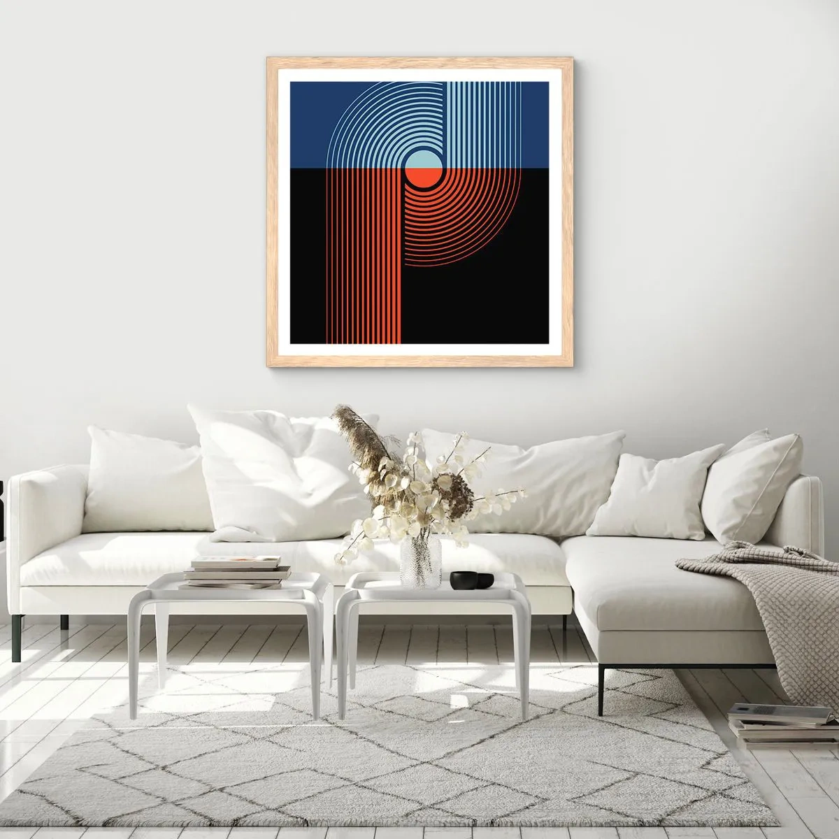 Poster in light oak frame - In a Geometrical Embrace - 30x30 cm