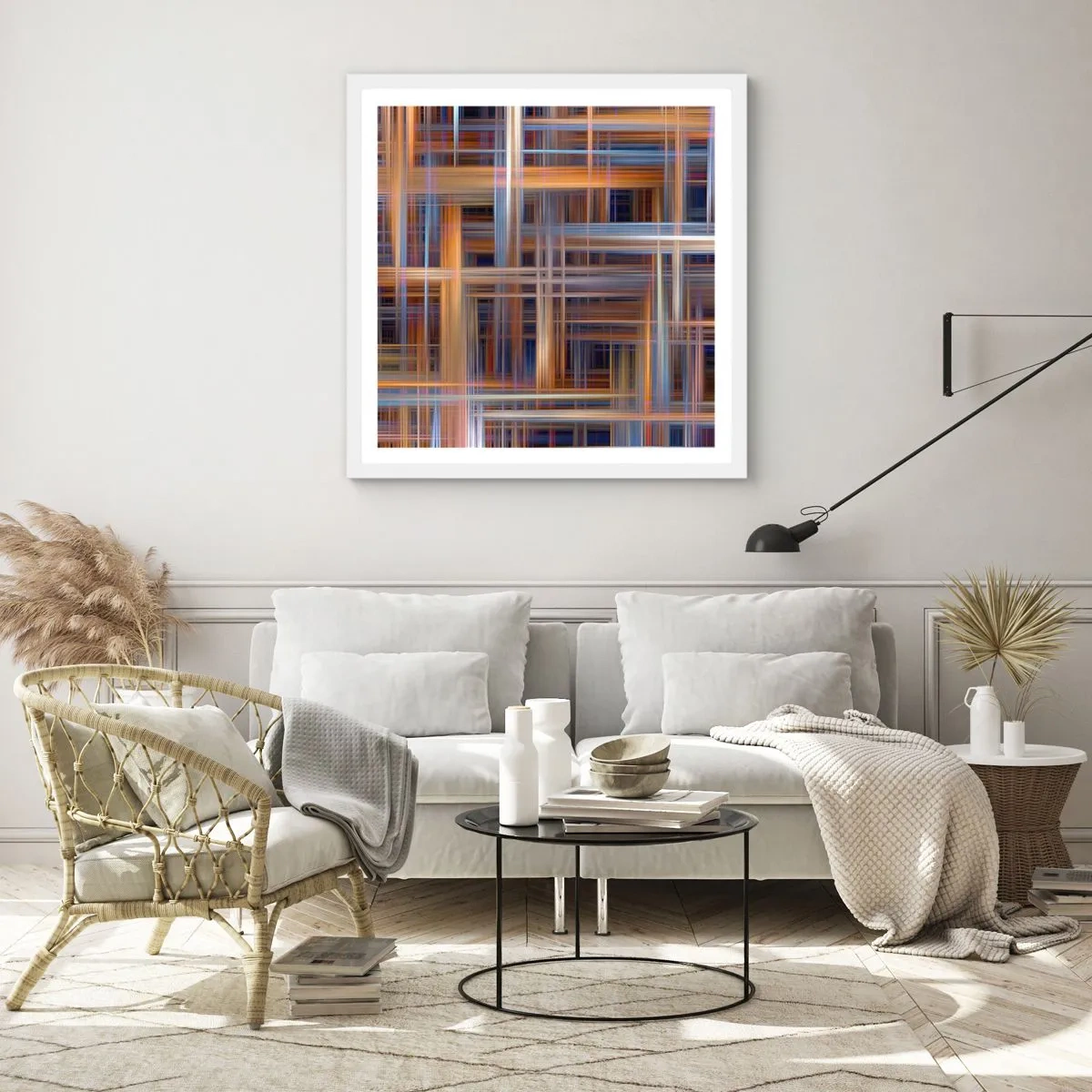 Poster in white frmae - Light Woven - 30x30 cm