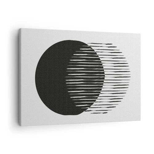 Canvas picture - Two overlapping circles with black and white lines - 70x50cm - His Alter Ego - Modern wall decoration for the living room and bedroom ARTTOR