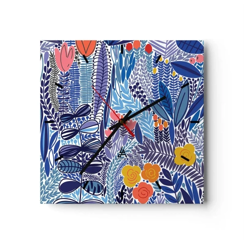 Wall clock - Clock on glass - Hawaian Garden - 30x30 cm
