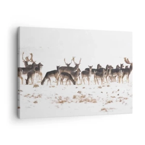 Canvas picture - A herd of deer against a snowy background - 70x50cm - Is it Christmas Already? - Modern wall decoration for the living room and bedroom ARTTOR