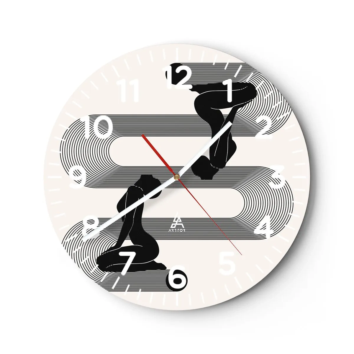 Wall clock - Clock on glass - Sensual Symmetry - 30x30 cm