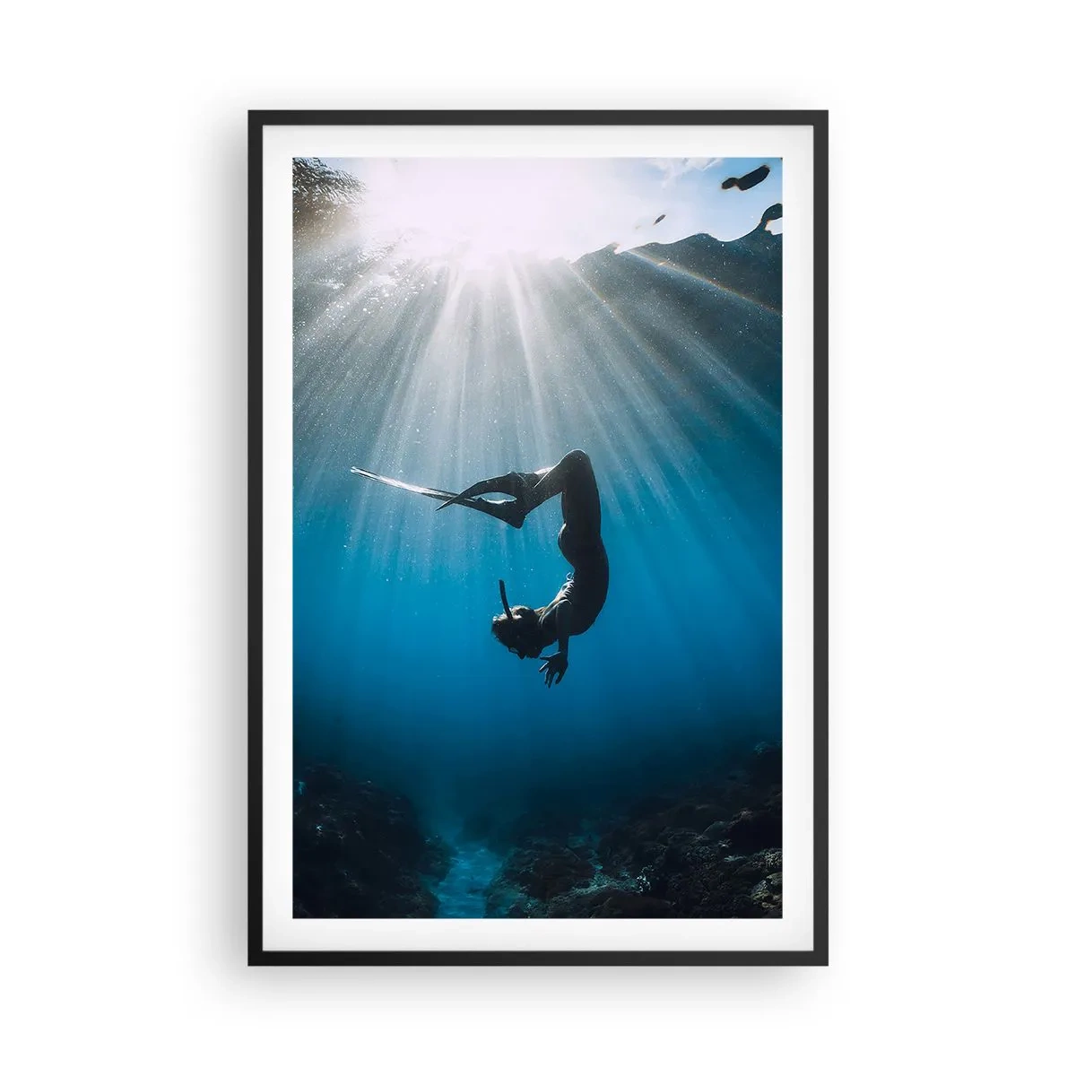 Poster in black frame - Underwater dance - 61x91 cm