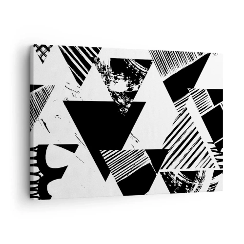 Canvas picture - Geometric patterns in black and white minimalist form - 70x50cm - Rain of Triangles - Modern wall decoration for the living room and bedroom ARTTOR