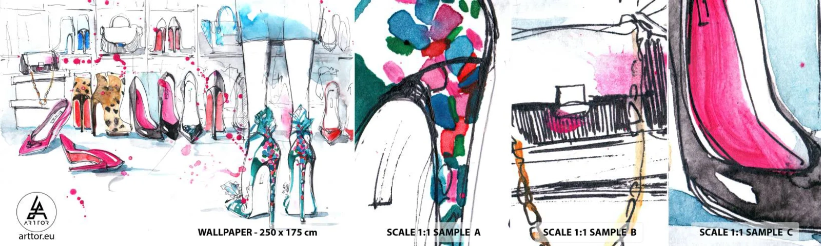 Photo Wallpaper Sample Self-Adhesive Deluxe Sticker - Open, Sesame! - Women's Wardrobe, Fashion, Bag - 100x30 cm