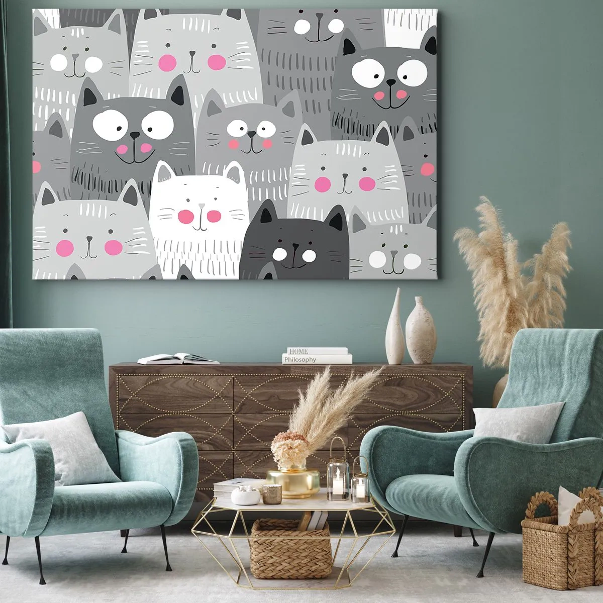Canvas picture - Cat's World - 100x70 cm