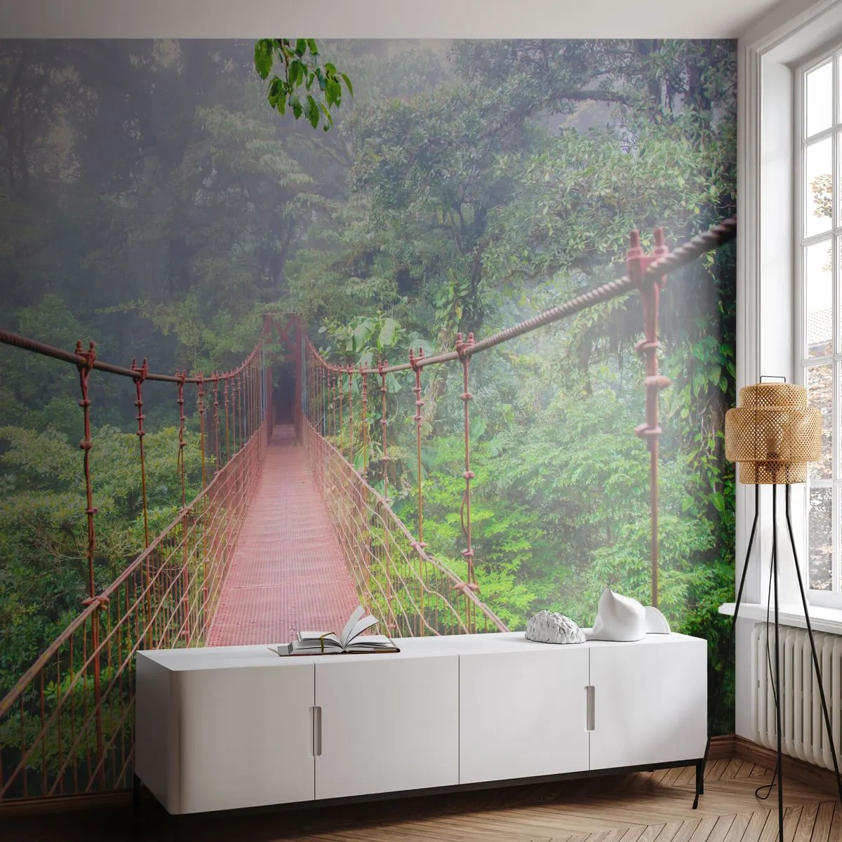 Photo Wallpaper Standard Eco - Suspended above Crowns - Landscape, Jungle, Costa Rica - 300x210 cm