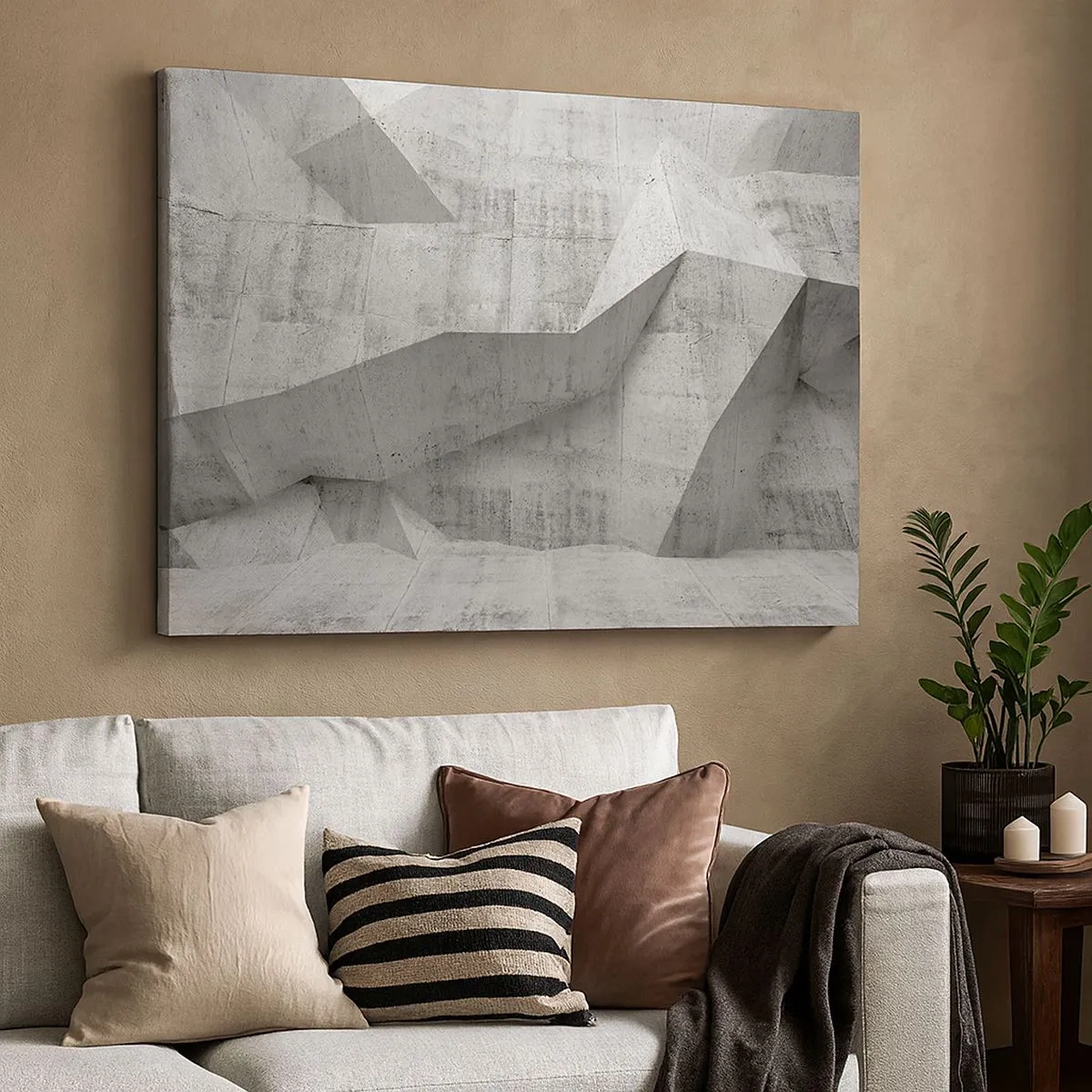 Canvas picture - Geometric concrete forms in gray - 70x50cm - Real Challenge - Modern wall decoration for the living room and bedroom ARTTOR